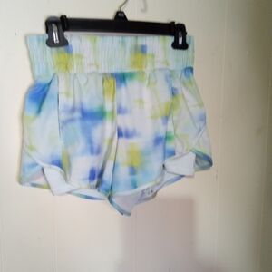 Avia Tie-Dye High-Waist Athletic Shorts - Blue, Yellow, Green